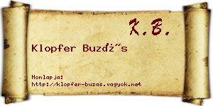 Klopfer Buzás névjegykártya